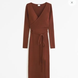 Abercrombie & fitch Long-Sleeve Wrap Midi Sweater Dress Medium